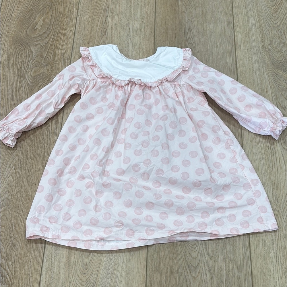 Stitchy Fish Pink Polka Dot/Bubble Gum Long Sleeve Dress